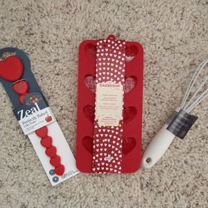 NEW Heart Shaped Valentine Chocolate Mold, Cake Tester & Mini Whisk Bundle